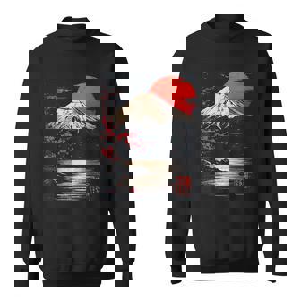 富士山と桜の至福 ヴィンテージ日本美術フュージョンtシャツ スウェットシャツ - Kawaiitshirt
