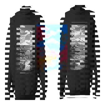 寺と富士山のある日本の風景 スウェットシャツ - Kawaiitshirt