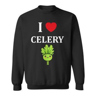 小さな野菜 セロリ ミニマリスト かわいい シンプル セロリ I Love Celery スウェットシャツ - Kawaiitshirt