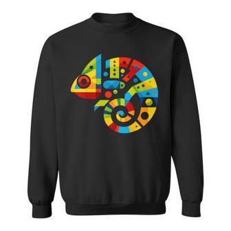 幾何学的ミニマリズム イラスト カメレオン 爬虫類 スウェットシャツ - Kawaiitshirt