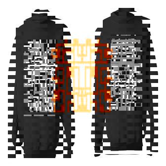 幾何学的図形 パターン オレンジ 白 黒 背景 スウェットシャツ - Kawaiitshirt