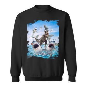 恐竜乗馬サメ ビーチオーシャンサメ サングラス 面白い スウェットシャツ - Kawaiitshirt