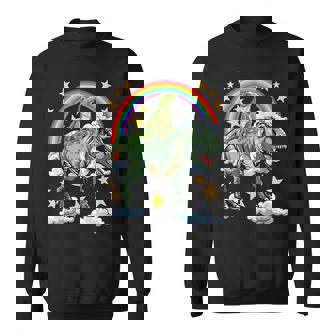 恐竜恐竜に乗る緑のイグアナ スウェットシャツ - Kawaiitshirt