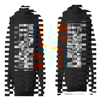 抽象幾何アート オレンジ青 モダン Abstract Geometric Composition スウェットシャツ - Kawaiitshirt