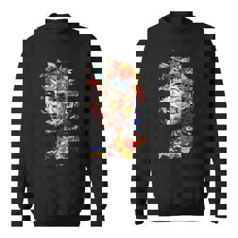 抽象的 カラフルである 花 女 芸術 顔 スウェットシャツ - Kawaiitshirt