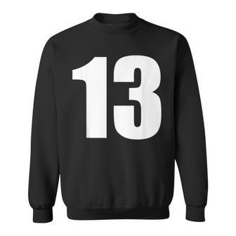 数字 Nhirn 数字 13 プレーン 白 数字 スウェットシャツ - Kawaiitshirt