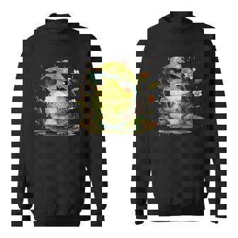 日本のかわいいコテージコアフロッグ 不機嫌な日本のカエル スウェットシャツ - Kawaiitshirt