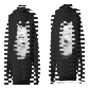 日本スピッツ 犬 モチーフ ペットアート 青い目 日本スピッツ スウェットシャツ - Kawaiitshirt