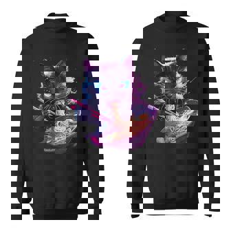 日本美術 ラーメン 猫 忍者 シンセウェーブ スタイル サムライキャット スウェットシャツ - Kawaiitshirt