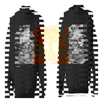 日本美術 ラーメン 猫 忍者 浮世絵 アニメ風 侍猫 スウェットシャツ - Kawaiitshirt