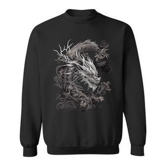 日本龍 タトゥー描画 伝統的な日本のグラフィックtシャツ スウェットシャツ - Kawaiitshirt