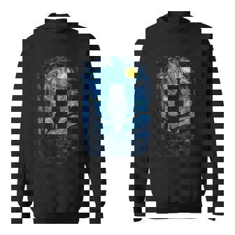 星月フクロウの夜のアートワーク スウェットシャツ - Kawaiitshirt