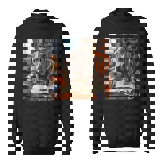 書斎でワイマラナー犬を書く詩 3 スウェットシャツ - Kawaiitshirt