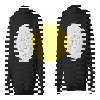 月 に映る 鳥獣戯画 兎 デザイン ウサギ うさぎ メンズ レディース キッズ 和風 和柄 グラフィック スウェットシャツ - Kawaiitshirt