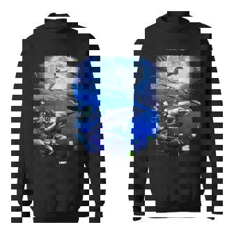 月 イルカ 宇宙 イルカ スウェットシャツ - Kawaiitshirt