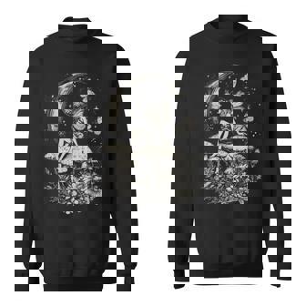 月と星の下のキノコに座る妖精 スウェットシャツ - Kawaiitshirt