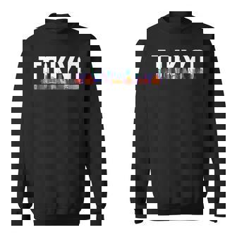 東京 日本 都市 スカイライン シルエット 楽しい カラフル 風景 スウェットシャツ - Kawaiitshirt