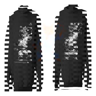 格闘技 猫 空手 黒帯 おもしろ戦闘機 スウェットシャツ - Kawaiitshirt