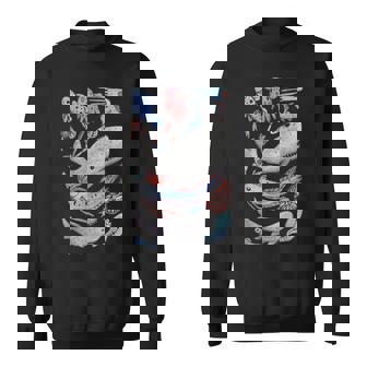 深海の海の生き物 オールフィッシュホエールサメ 水彩画 スウェットシャツ - Kawaiitshirt