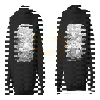 温泉 風呂 子猫 ペット好き 日本画 かわいい 猫 スウェットシャツ - Kawaiitshirt