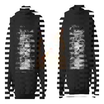 煙草を吸うネコ 猫 たばこ ねこ スウェットシャツ - Kawaiitshirt