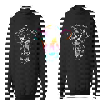 牛のアートヘッドギフト水彩画 スウェットシャツ - Kawaiitshirt