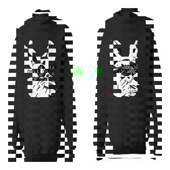 犬のサングラス喫煙420クールな雑草大麻マリファナ スウェットシャツ - Kawaiitshirt