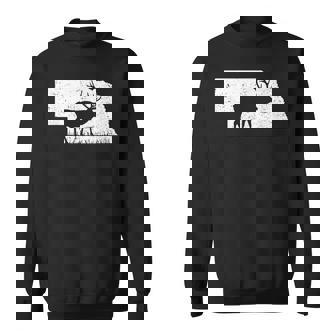 狩猟ヘラジカまたはワピティ ネブラスカ地図アートハンター スウェットシャツ - Kawaiitshirt