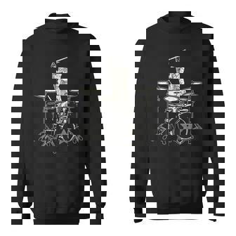 猫 ドラマー 動物ドラマー 猫 演奏 ドラム ドラムプレーヤー 長袖tシャツ スウェットシャツ - Kawaiitshirt