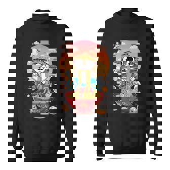 猫 ラーメン 日本語 面白い グラフィック カワイイ 猫 アニメ 恋人 スウェットシャツ - Kawaiitshirt