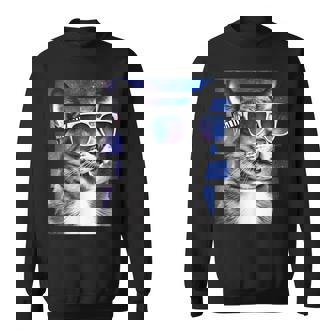 猫 宇宙 メガネ ギャラクシー サングラス おもしろい 猫 ミーム スウェットシャツ - Kawaiitshirt