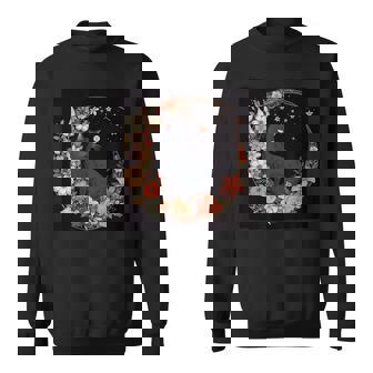 猫 月 花柄 グラフィック スウェットシャツ - Kawaiitshirt