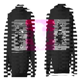 猫 演奏 サックス おもしろい 猫 ジャズ サックス レトロ サックス スウェットシャツ - Kawaiitshirt