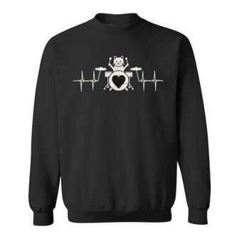 猫ドラム グラフィック 面白い ドラマー 猫 演奏 ドラム スウェットシャツ - Kawaiitshirt