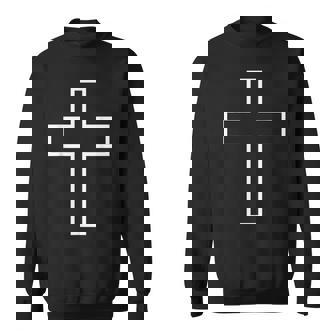 白い十字の記号の輪郭の服の設計聖十字架 スウェットシャツ - Kawaiitshirt