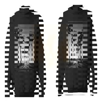 白黒写真 ヤシの木の夕日 ビンテージ写真 スウェットシャツ - Kawaiitshirt