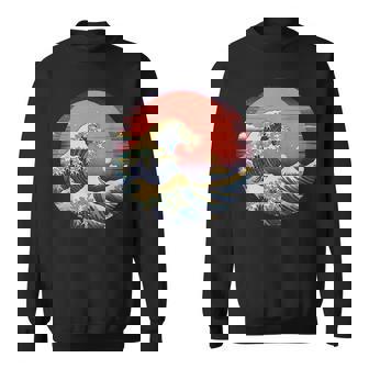 神奈川沖浪裏 葛飾北斎の 冨嶽三十六景 神奈川沖浪裏 富士山 レトロ ヴェイパーウェイヴ スウェットシャツ - Kawaiitshirt