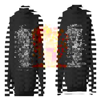 秋 猫 赤いスカーフ 紅葉 かわいい 猫 ママ 滝 スウェットシャツ - Kawaiitshirt