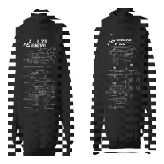 第二次世界大戦の日本軍航空機ゼロ戦の設計図 スウェットシャツ - Kawaiitshirt