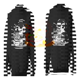 箸でラーメンを食べるかわいいペンギン スウェットシャツ - Kawaiitshirt