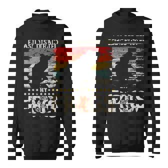 簡単に気を散らせるカエルのヴィンテージなカエル愛好家。 スウェットシャツ - Kawaiitshirt