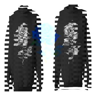 美しいブルーローズフローラルブルーフラワー スウェットシャツ - Kawaiitshirt