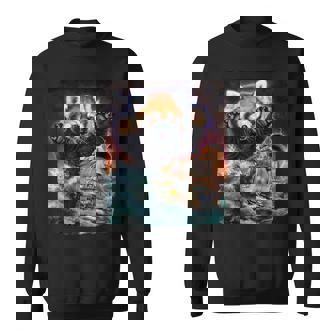 船を襲う レッサーパンダ 海 雷 嵐 スウェットシャツ - Kawaiitshirt