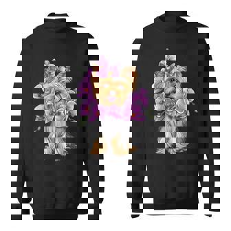 花を持つヨークシャー テリア スウェットシャツ - Kawaiitshirt