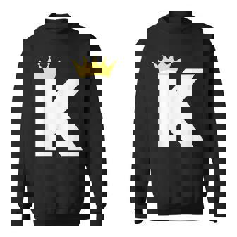 英文字 K 大文字 アルファベット モノグラム イニシャル キング クイーン クラウン スウェットシャツ - Kawaiitshirt