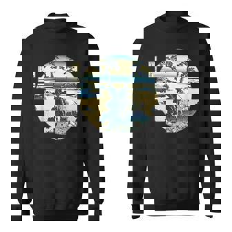 葛飾 北斎 信州諏訪湖 有名なヴィンテージアート スタイリッシュ スウェットシャツ - Kawaiitshirt