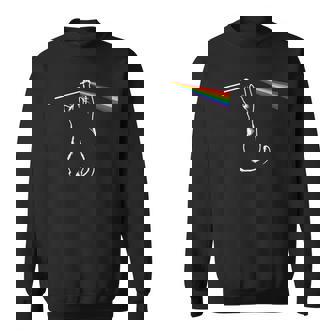 虹に光を曲げる猫、スペースプログレッシブロックミュージック スウェットシャツ - Kawaiitshirt
