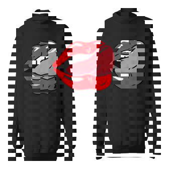 赤い唇を舐めるロックンロールグラフィック。 スウェットシャツ - Kawaiitshirt
