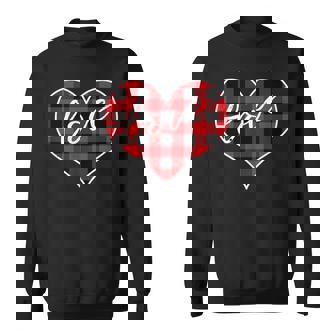 赤黒チェックハート「Love」 スウェットシャツ - Kawaiitshirt