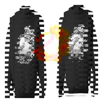 野球 面白いtシャツ ベースボール おもしろ ひまわり 花柄 服 ネタ メンズ 野球部 おもしろグッズ 子供 スウェットシャツ - Kawaiitshirt